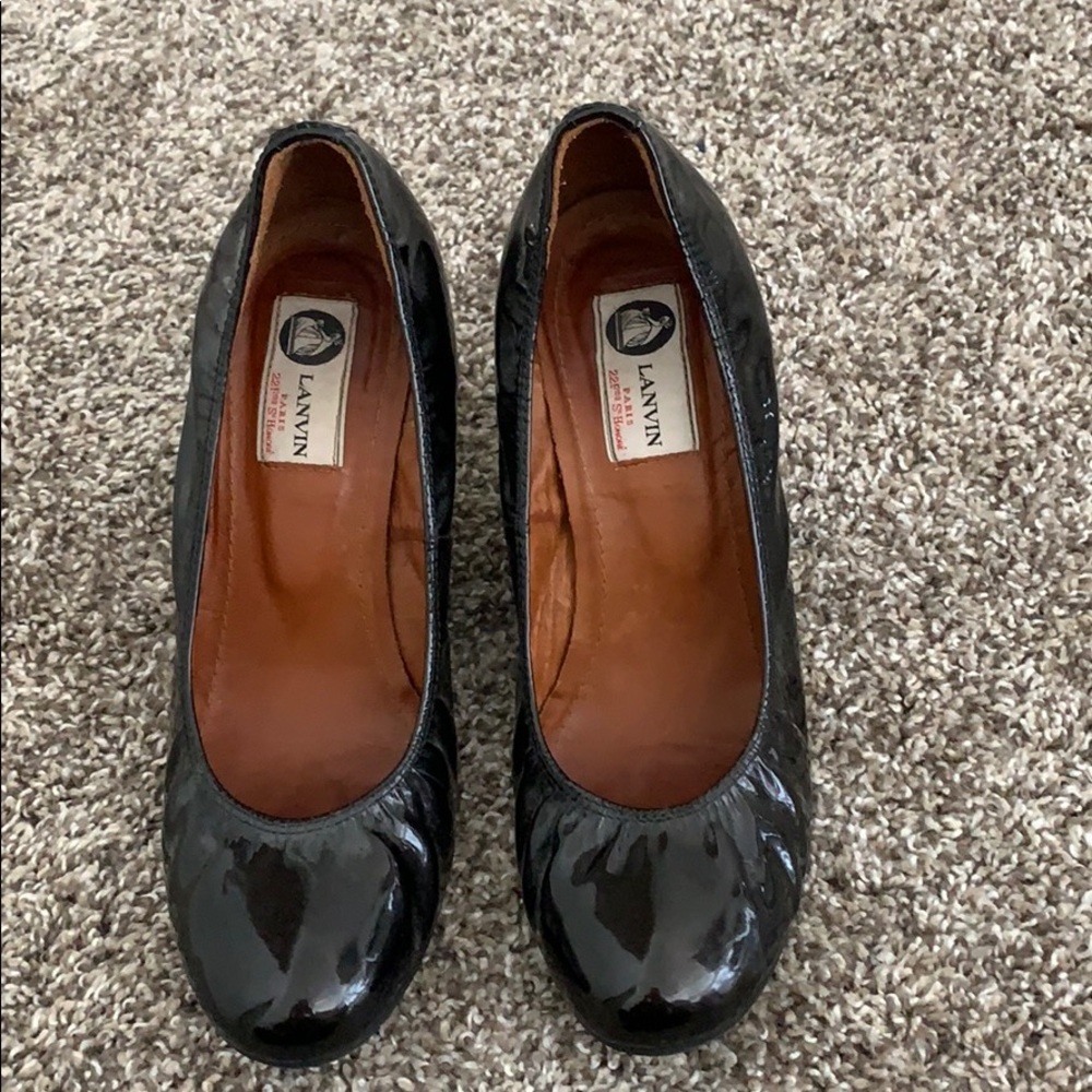 Lanvin Patent Leather Wedge Pumps